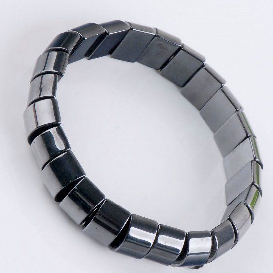 12x8mm Black Magnetic Hematite Semicircle Bead Bracelet  