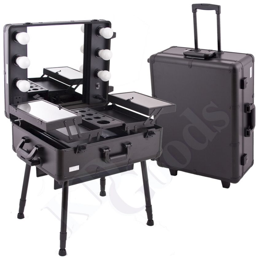 Makeup Cosmetic Studio Portable Rolling Station Case 6010BK  