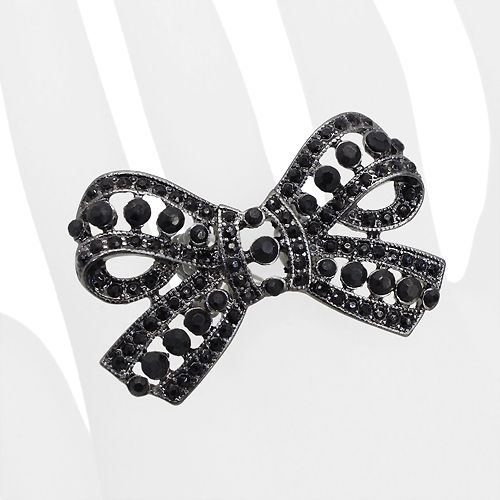 Beautiful Fashion Bow Ribbon Stretch Ring Gray  