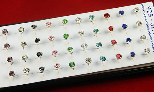 Wholesale 20pairs mixed colors 3mm Rhinestone silver ear stud Earrings 