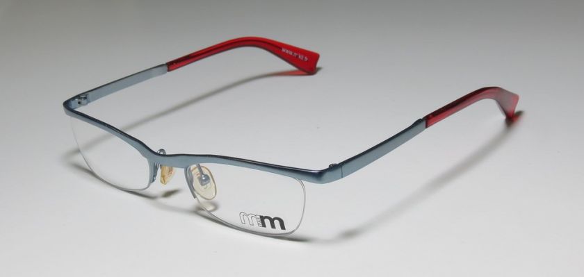 NEW ALAIN MIKLI 129 BLUE/RED METAL AUTHENTIC HALF RIM EYEGLASSES 