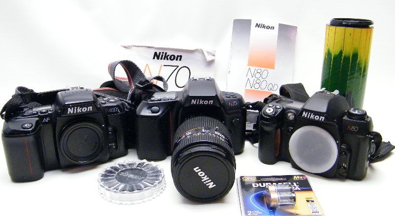 LOT 3 NIKON AF 35MM FILM CAMERA N80 N70 N6006 NIKKOR 35 75MM F2.8 D 