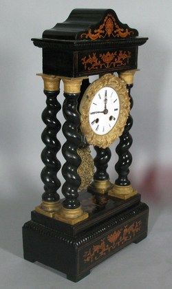 Napoleonic French Empire Inlaid Pillar Clock c. 1830  