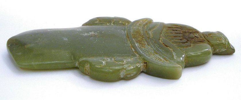 ANTIQUE CARVED JADE FERTILITY DAGGER BUNNIES BUDDHA  