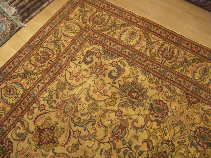 6x12,6 Genuine Hand Woven Antique Persian Tabriz Wool Rug Circa 1930 