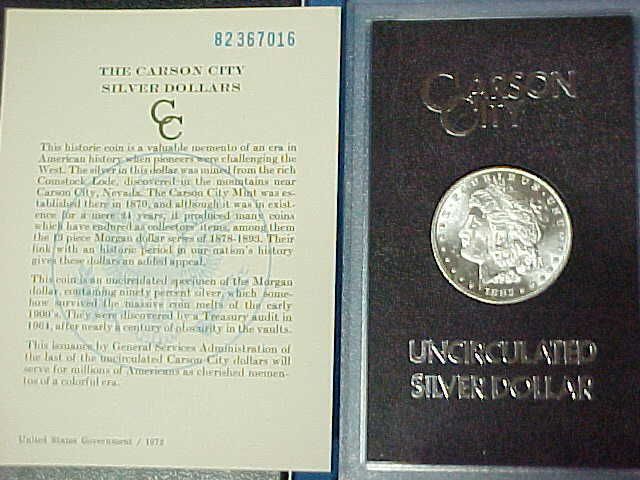 GSA 1882 CC Morgan Silver Dollar   Old Carson City Mint With GSA Box 