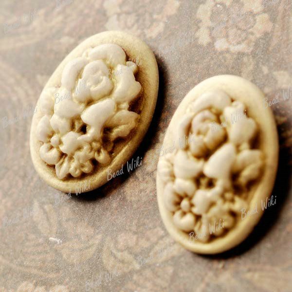   Resin Oval Flower Vintage Flatback Cabochon Cameo 18x13 RB0707  