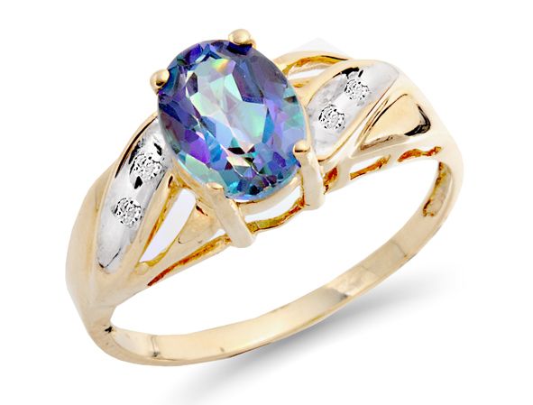 37 ct Natural Mystic Topaz & Diamond Custom Ring 10k Yellow Gold 