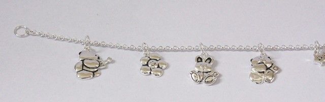 Kids Girls Sterling Silver FRIENDS BUNNY Charm Bracelet  