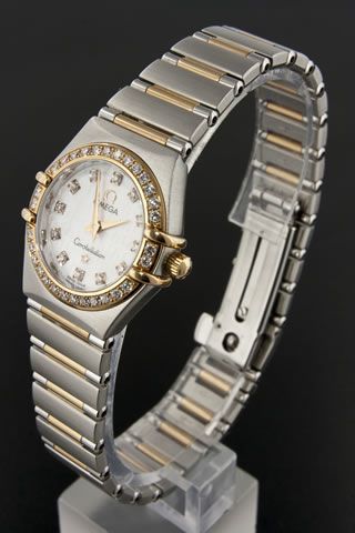 Omega 18K Two Tone Mini Constellation MOP 1360.70.00 Diamond Ladies 