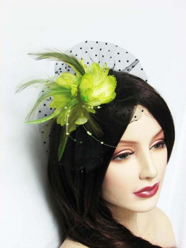 Feather Fabric Flower Fascinator hairclip brooch ManyColors wholesale 