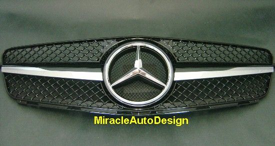 Front Grille (BLACK) For 2007 2011 Mercedes Benz W204 C Class Sedan