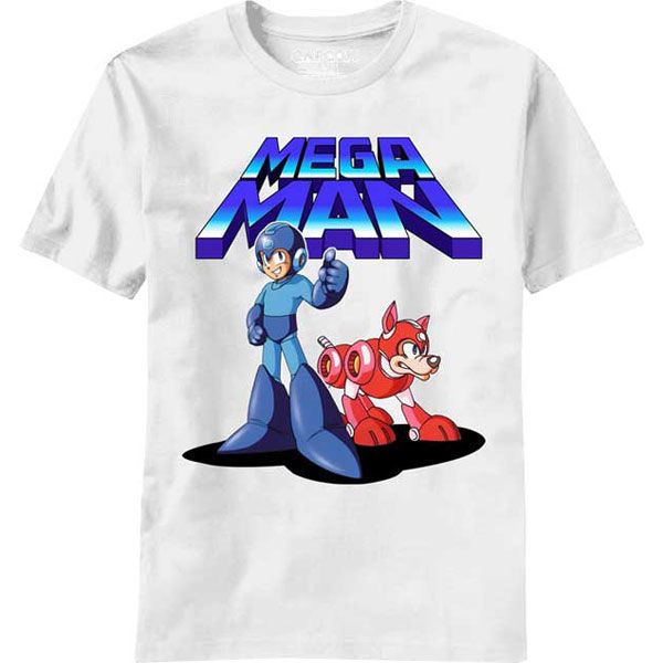   Name Mad Engine MegaMan and Rush Men T shirt (White