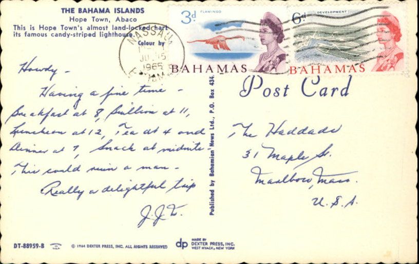 Hope Town Abaco Bahama Islands Postcard  