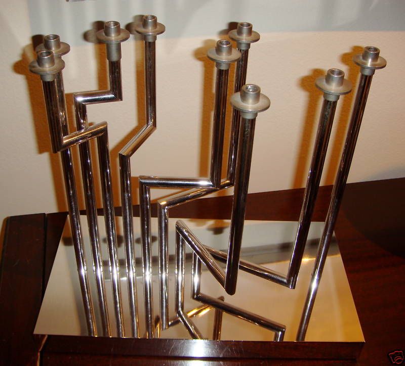 Yaacov Agam Hand Signed Platinum Menorah Unique & Rare  