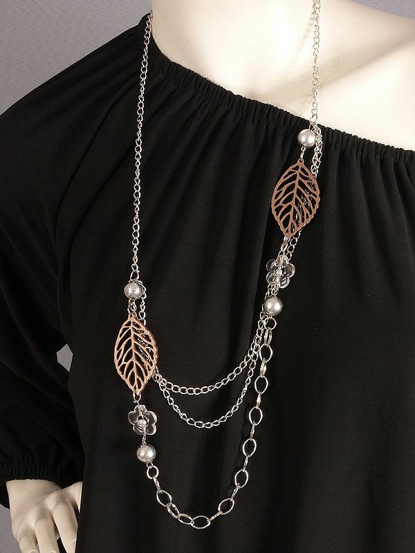 Black Off the Shoulder Top w/ Necklace L  