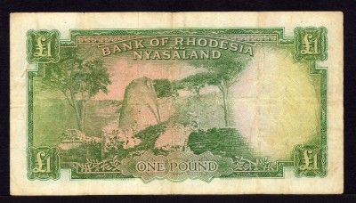 RHODESIA & NYASALAND 1 POUND 19/01/1961 P21b VG F  