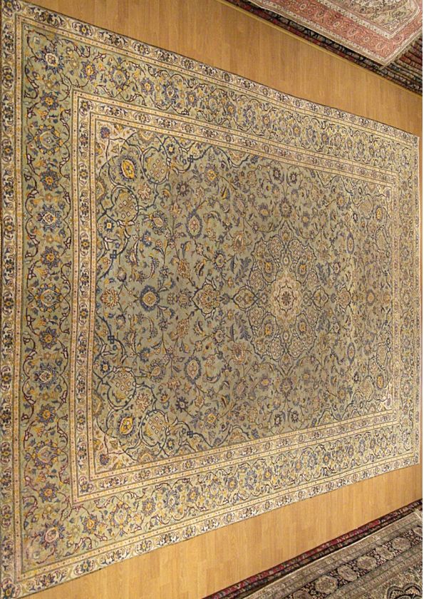   Beautiful Handmade Antique 1930s Persian Royal Kashan Wool Rug 2504