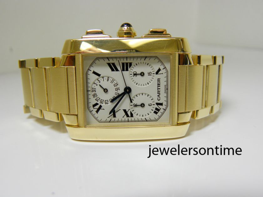 Cartier Mens 18K Full Size Tank Francaise Chronoflex Chronograph 