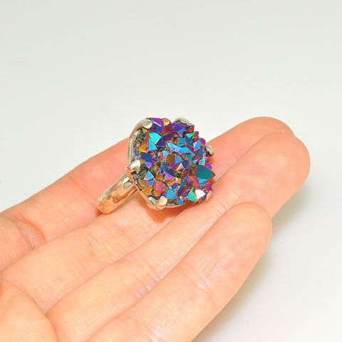 Sterling Silver TITANIUM DRUZY Ring 6.5 7.0 8.0 9.0 928  