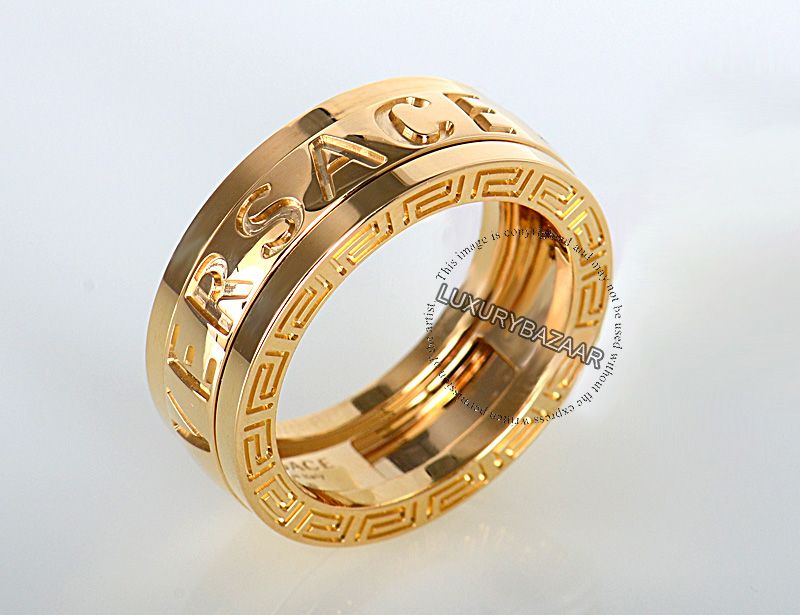 18K Yellow Gold Versace Iconic Collection Rotating Band Ring  