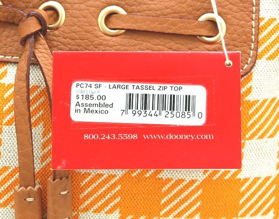 NWT DOONEY & BOURKE PICNIC LARGE TASSEL ZIP TOP ~ORANGE  