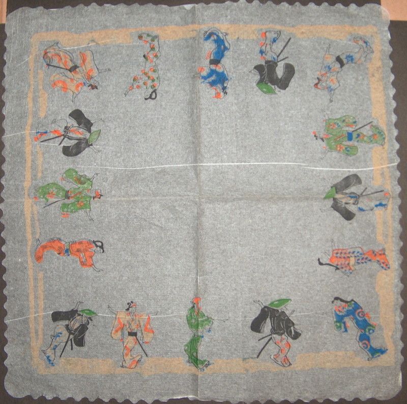 JAPAN OLD NICE NAPKIN JAPANISE FIGURES  