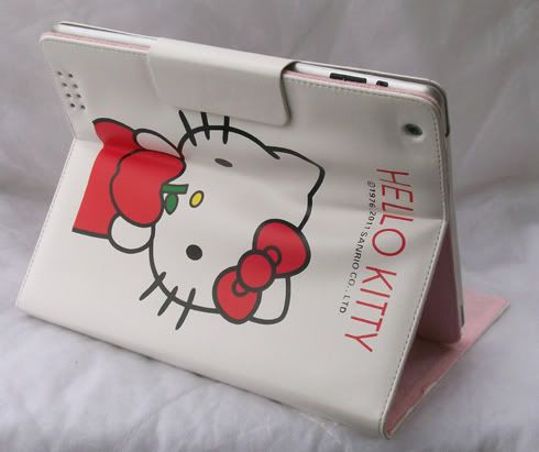 Hello Kitty leather case stand for apple iPad2 apple  