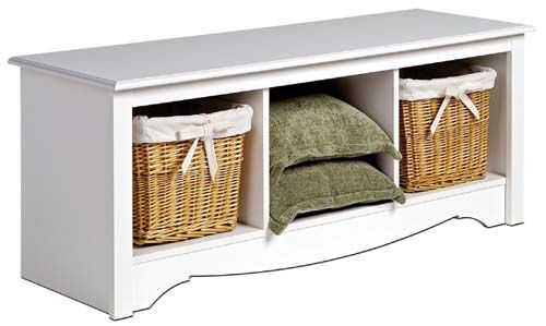 Sonoma Cubbie Storage Bench   White   NEW  