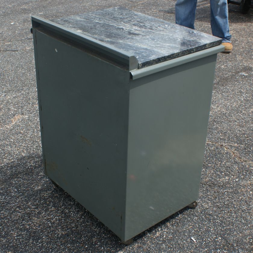 2ft Vintage Industrial Metal Marble Cabinet  