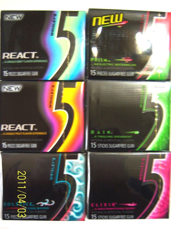 Wrigleys 5 Gum 6pks / 90pcs Sugar Free  