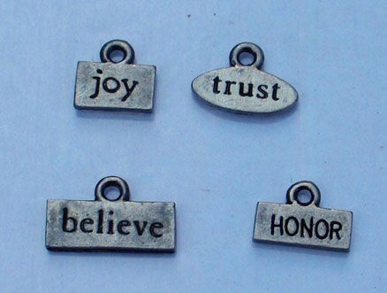 Self Stick METAL CHARMS 4/Pkg ~ WORDS ~ U PICK  