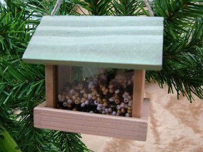 New Wood Bird Feeder Seed House Bird Watcher Ornament  