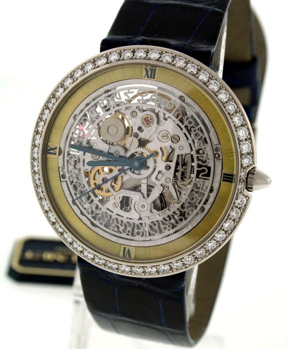 Chaumet NEW 18k Gold Diamond Skeleton 35mm Auto. Watch.  