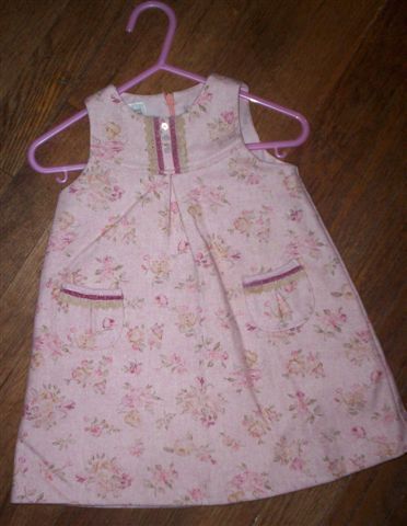 GIRLS SIZE 12 MONTHS SARAH LOUISE ENGLAND PINK FLORAL JUMPER DRESS 