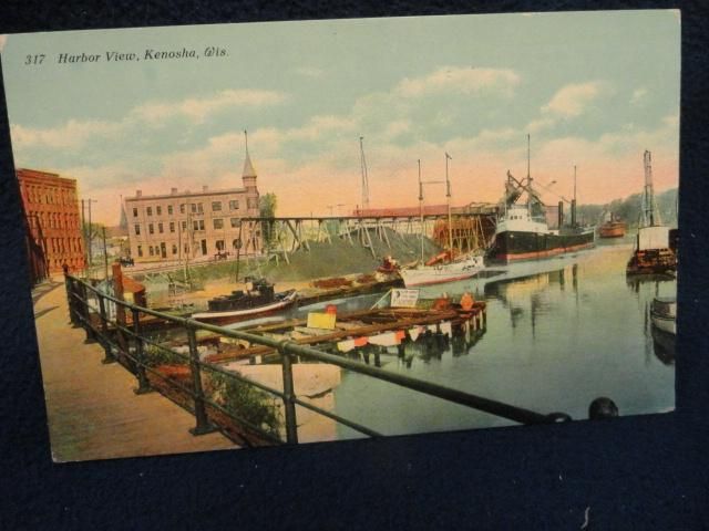 Harbor view. Kenosha, Wisconsin. Fine ealry scene. Unused condition 