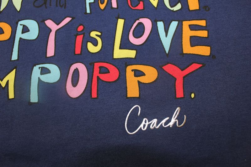 NWT 80839 COACH Poppy Girl Navy Blue T Shirt Medium  