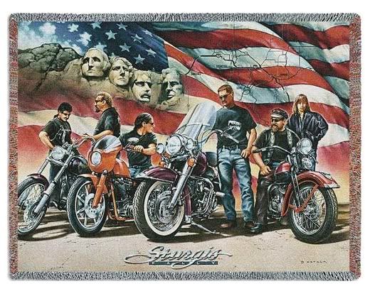 Scenic throw depicting Sturgis motorcycle bike week at Mt Rushmore set 