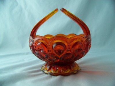   GLASS COMPANY MOON AND STAR AMBERINA SPLIT HANDLE BASKET # 6125  