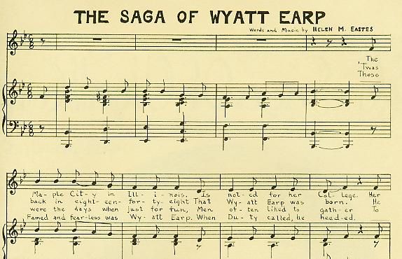 Galesburg IL  Wyatt Earp Sheet Music  Monmouth IL TV Show Related 