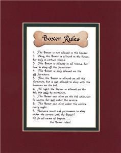 Dog Rules Boxer Calligraphy Saying House Funny Humor  