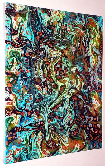 ORIGINAL abstract art iridescent ~GILDED~ painting KIRA  