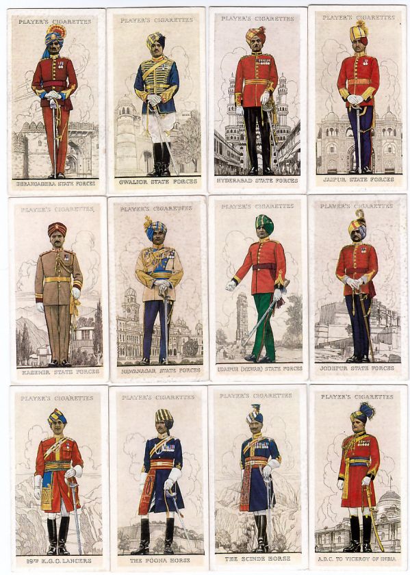 INDIA 12 1938 British Empire Cards Indian Soldiers Jaipur Jodhpur 