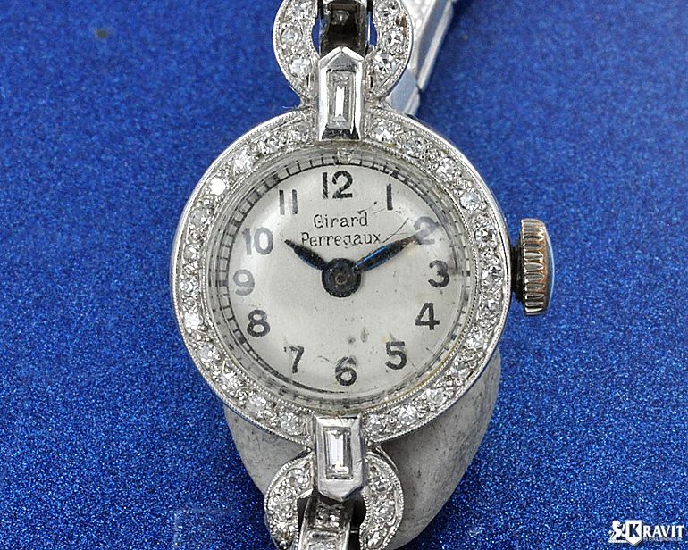 Rare Ladies Girard Perregaux Platinum Diamond Art Deco Watch  