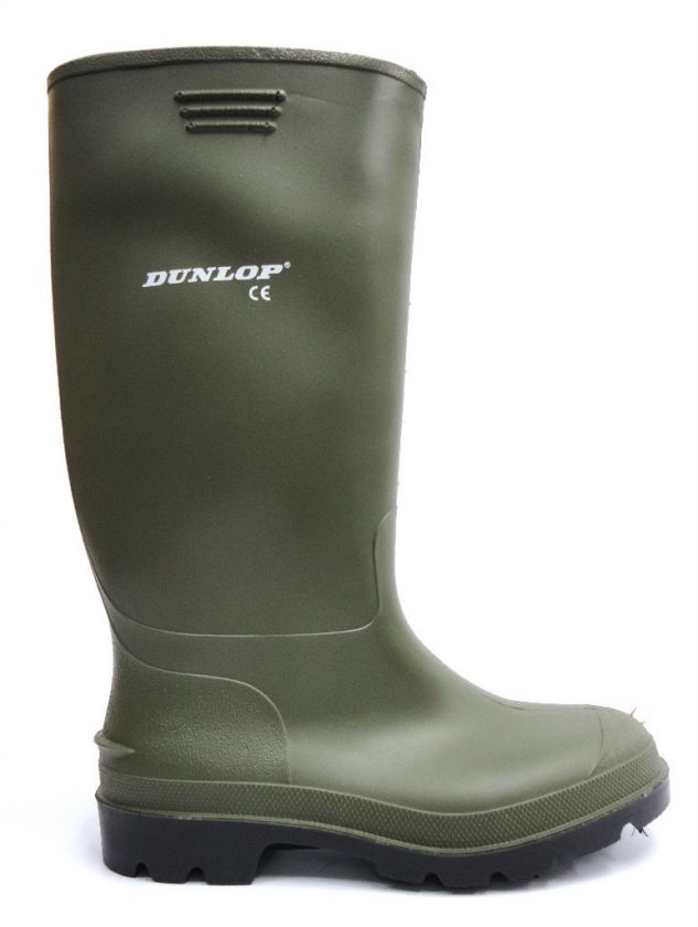 MENS GREEN RUBBER DUNLOP WELLINGTONS WELLIES BOOTS RAIN  