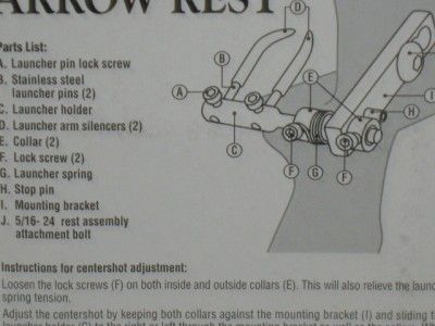   Arrow Launcher Arrow Rest Right Hand Aluminum /Carbon Prong Horn Style