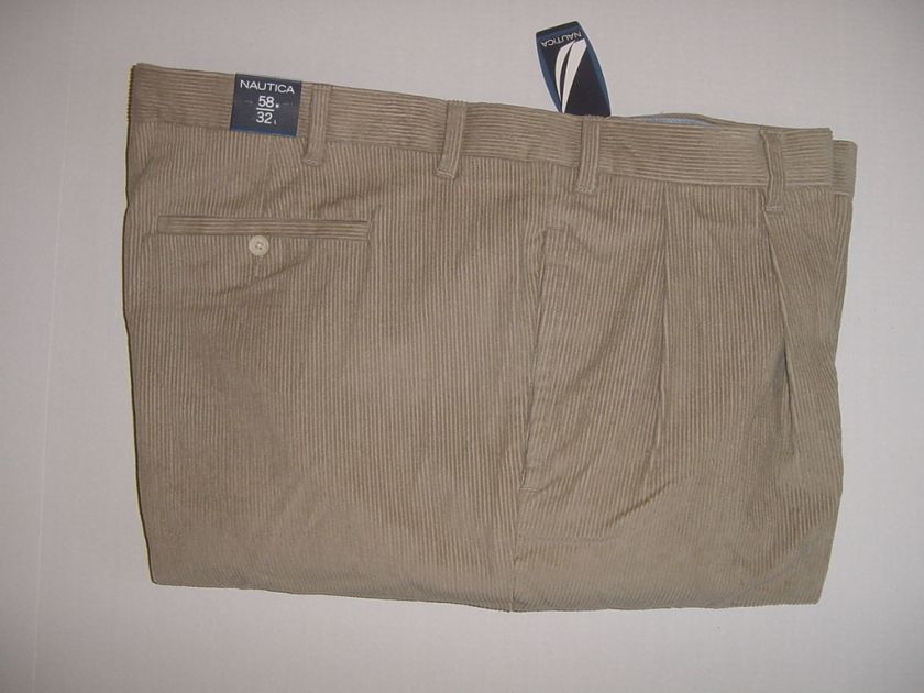 69 NAUTICA TRUE KHAKI WIDE WALE CORDUROY PANTS 58 x 32  