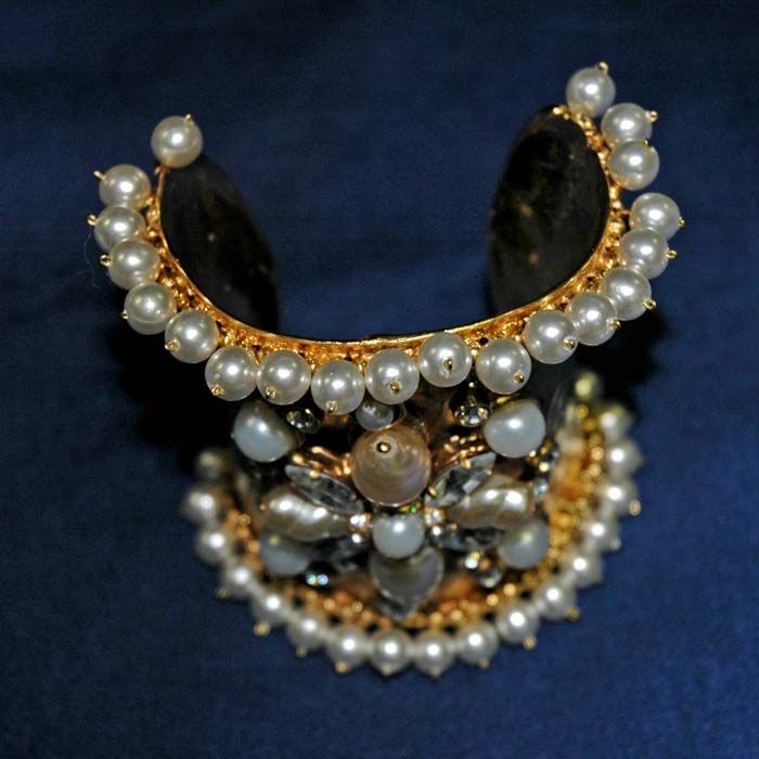 STATEMENT CUFF BRACELET PEARLS & CRYSTALS BY ANDREW GN  