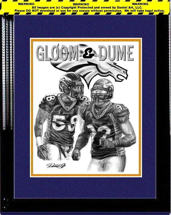 VON MILLER & ELVIS DUMERVIL LITHOGRAPH POSTER PRINT IN DENVER BRONCOS 