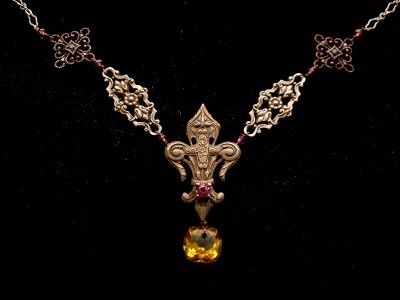 18K Chocolate & Rose Gold Vermeil Vintage French Fleur de Lis Filigree 